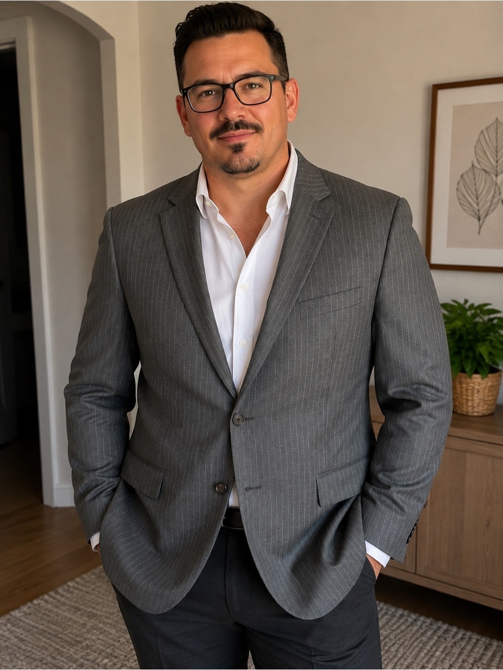 Men's Gray Pinstripe Suit Blazer - Classic Tailored Fit